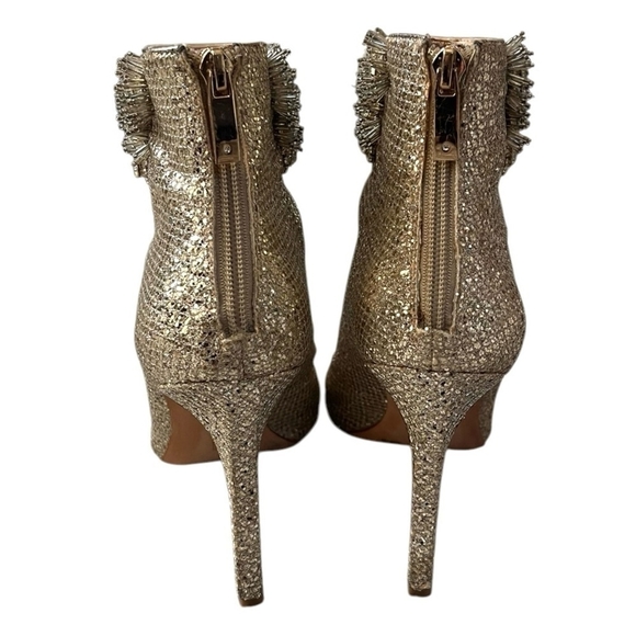 Vince Camuto IM-Lura Gold Glitter Mesh Heeled Ankle Boots Size 8.5 - Picture 8 of 12